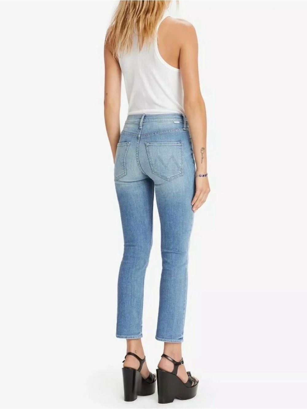 Mother Denim The Mid Rise Dazzler Ankle Camp Expert Blue Jeans Size 27 Stretch - Picture 4 of 13